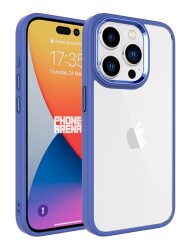Eiroo Luxe iPhone 15 Pro Silikon Kenarlı Lavender Grey Rubber Kılıf - 1