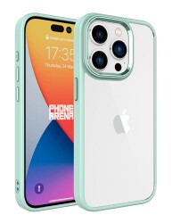 Eiroo Luxe iPhone 15 Pro Silikon Kenarlı Yeşil Rubber Kılıf - 1