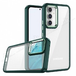 Eiroo Luxe Samsung Galaxy A54 Silikon Kenarlı Yeşil Rubber Kılıf - Eiroo