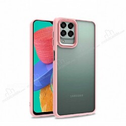 Eiroo Luxe Samsung Galaxy M33 Silikon Kenarlı Rose Gold Rubber Kılıf - Eiroo