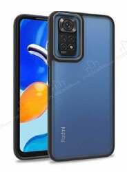 Eiroo Luxe Xiaomi Redmi Note 11 Pro Siyah Silikon Kenarlı Rubber Kılıf - Eiroo