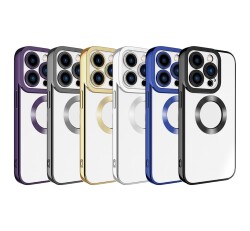 Eiroo Luxury Clear iPhone 15 Pro Kamera Korumalı Silver Silikon Kılıf - 2