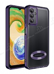 Eiroo Luxury Clear Samsung Galaxy A34 Kamera Korumalı Derin Mor Silikon Kılıf - Eiroo