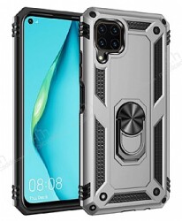 Eiroo Magnet Ring Huawei P40 Lite Ultra Koruma Silver Kılıf - Eiroo