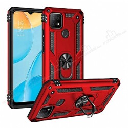 Eiroo Magnet Ring Oppo A15 / Oppo A15s Ultra Koruma Kırmızı Kılıf - Eiroo