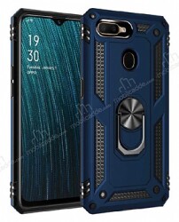 Eiroo Magnet Ring Oppo AX7 / Oppo A5s Ultra Koruma Lacivert Kılıf - Eiroo