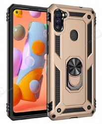 Eiroo Magnet Ring Samsung Galaxy A11 Ultra Koruma Gold Kılıf - Eiroo