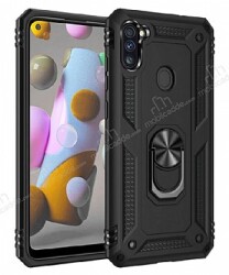 Eiroo Magnet Ring Samsung Galaxy A11 Ultra Koruma Siyah Kılıf - Eiroo