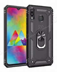 Eiroo Magnet Ring Samsung Galaxy A20 / A30 Ultra Koruma Siyah Kılıf - Eiroo