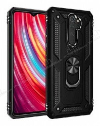 Eiroo Magnet Ring Xiaomi Redmi Note 8 Pro Ultra Koruma Siyah Kılıf - Eiroo
