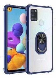 Eiroo Magnetics Samsung Galaxy A21S Ultra Koruma Lacivert Kılıf - Eiroo