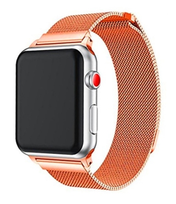 	Eiroo Milanese Loop Apple Watch 4 Watch 5 Turuncu Metal Kordon (44 mm) - Eiroo