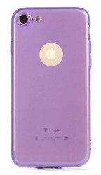 Eiroo Mun iPhone 7 / 8 Şeffaf Lila Silikon Kılıf - Eiroo