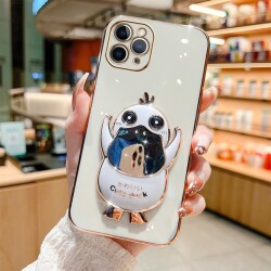 Eiroo Ördek iPhone 15 Pro Max Standlı Kamera Korumalı Silikon Kılıf - 5