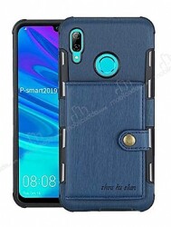 Eiroo Purse Huawei P Smart 2019 Cüzdanlı Lacivert Rubber Kılıf - Eiroo