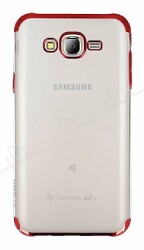 Eiroo Radiant Samsung Galaxy J7 Kırmızı Kenarlı Şeffaf Rubber Kılıf - Eiroo