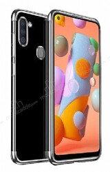 Eiroo Radiant Samsung Galaxy M11 Silver Kenarlı Şeffaf Silikon Kılıf - Eiroo
