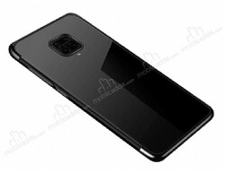 Eiroo Radiant Xiaomi Redmi Note 9 Pro Siyah Kenarlı Şeffaf Silikon Kılıf - Eiroo