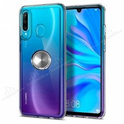 Eiroo Ring Crystal Huawei P30 Lite Yüzüklü Silver Silikon Kılıf - Eiroo