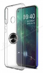Eiroo Ring Crystal Huawei P40 lite E Siyah Yüzüklü Silikon Kılıf - Eiroo