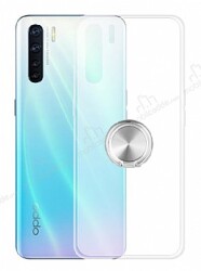 Eiroo Ring Crystal Oppo Reno3 Silver Yüzüklü Silikon Kılıf - Eiroo