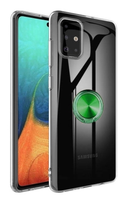 Eiroo Ring Crystal Samsung Galaxy A71 Yüzüklü Şeffaf Silikon Kılıf - 1