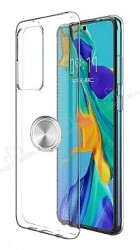 Eiroo Ring Crystal Samsung Galaxy S10 Lite Silver Yüzüklü Silikon Kılıf - Eiroo
