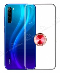 Eiroo Ring Crystal Xiaomi Redmi Note 8 Kırmızı Yüzüklü Silikon Kılıf - Eiroo