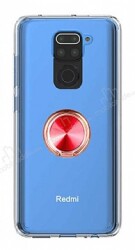 Eiroo Ring Crystal Xiaomi Redmi Note 9 Yüzüklü Kırmızı Silikon Kılıf - Eiroo