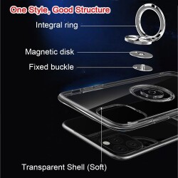 Eiroo Ring Crystal Xiaomi Redmi Note 9 Yüzüklü Lacivert Silikon Kılıf - 4