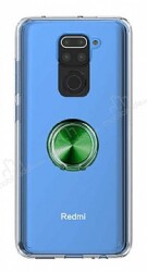 Eiroo Ring Crystal Xiaomi Redmi Note 9 Yüzüklü Yeşil Silikon Kılıf - Eiroo