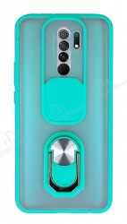 Eiroo Ring Lens Xiaomi Redmi 9 Turkuaz Silikon Kılıf - Eiroo