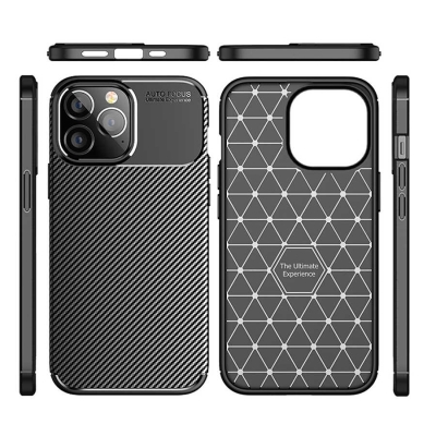 Eiroo Rugged Carbon iPhone 14 Pro Siyah Silikon Kılıf - 2
