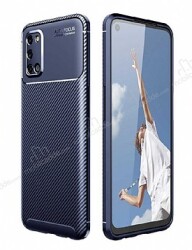 Eiroo Rugged Carbon Oppo A72 Lacivert Silikon Kılıf - Eiroo