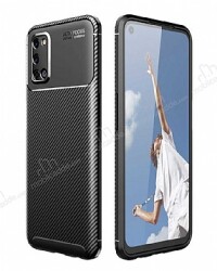 Eiroo Rugged Carbon Oppo A72 Siyah Silikon Kılıf - Eiroo