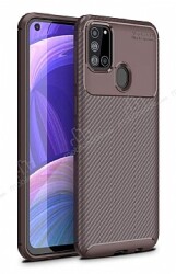 Eiroo Rugged Carbon Samsung Galaxy A21s Kahverengi Silikon Kılıf - Eiroo