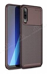 Eiroo Rugged Carbon Samsung Galaxy A70 Kahverengi Silikon Kılıf - Eiroo