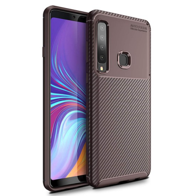 Eiroo Rugged Carbon Samsung Galaxy A9 2018 Kahverengi Silikon Kılıf - Eiroo