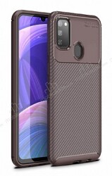 Eiroo Rugged Carbon Samsung Galaxy M21 Kahverengi Silikon Kılıf - Eiroo