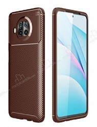 Eiroo Rugged Carbon Xiaomi Mi 10T Lite Kahverengi Silikon Kılıf - Eiroo