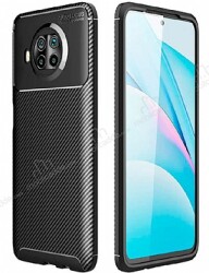 Eiroo Rugged Carbon Xiaomi Mi 10T Lite Siyah Silikon Kılıf - Eiroo