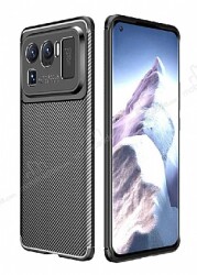 Eiroo Rugged Carbon Xiaomi Mi 11 Ultra Siyah Silikon Kılıf - Eiroo