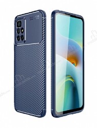Eiroo Rugged Carbon Xiaomi Redmi 10 Lacivert Silikon Kılıf - Eiroo