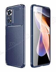 Eiroo Rugged Carbon Xiaomi Redmi Note 12 Pro 4G Lacivert Silikon Kılıf - Eiroo