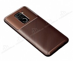 Eiroo Rugged Carbon Xiaomi Redmi Note 9 Kahverengi Silikon Kılıf - Eiroo