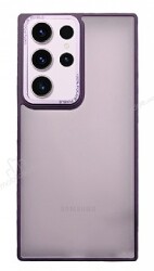 Eiroo Samsung Galaxy S23 Ultra Buzlu Silikon Mor Kenarlı Rubber Kılıf - Eiroo