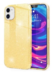 Eiroo Silvery iPhone 12 / iPhone 12 Pro 6.1 inç Simli Gold Silikon Kılıf - 1
