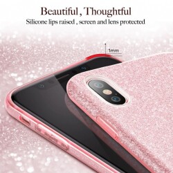 Eiroo Silvery iPhone X / XS Simli Kırmızı Silikon Kılıf - 3