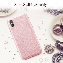 Eiroo Silvery iPhone X / XS Simli Kırmızı Silikon Kılıf - 4