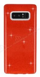 Eiroo Silvery Samsung Galaxy Note 8 Simli Kırmızı Silikon Kılıf - Eiroo